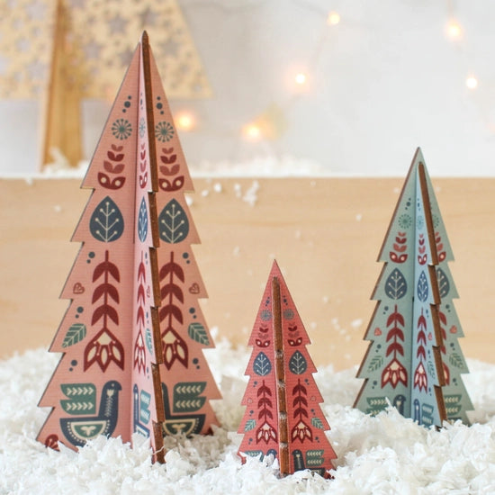 Christmas Tree Set: Colorful Folk Design