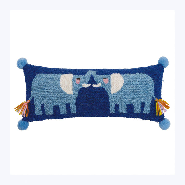 Elephant Hook Pillow w/ Poms & Tassels
