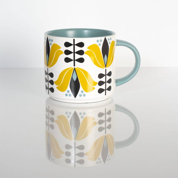 Mid-Century Modern Yellow Lotus Mug