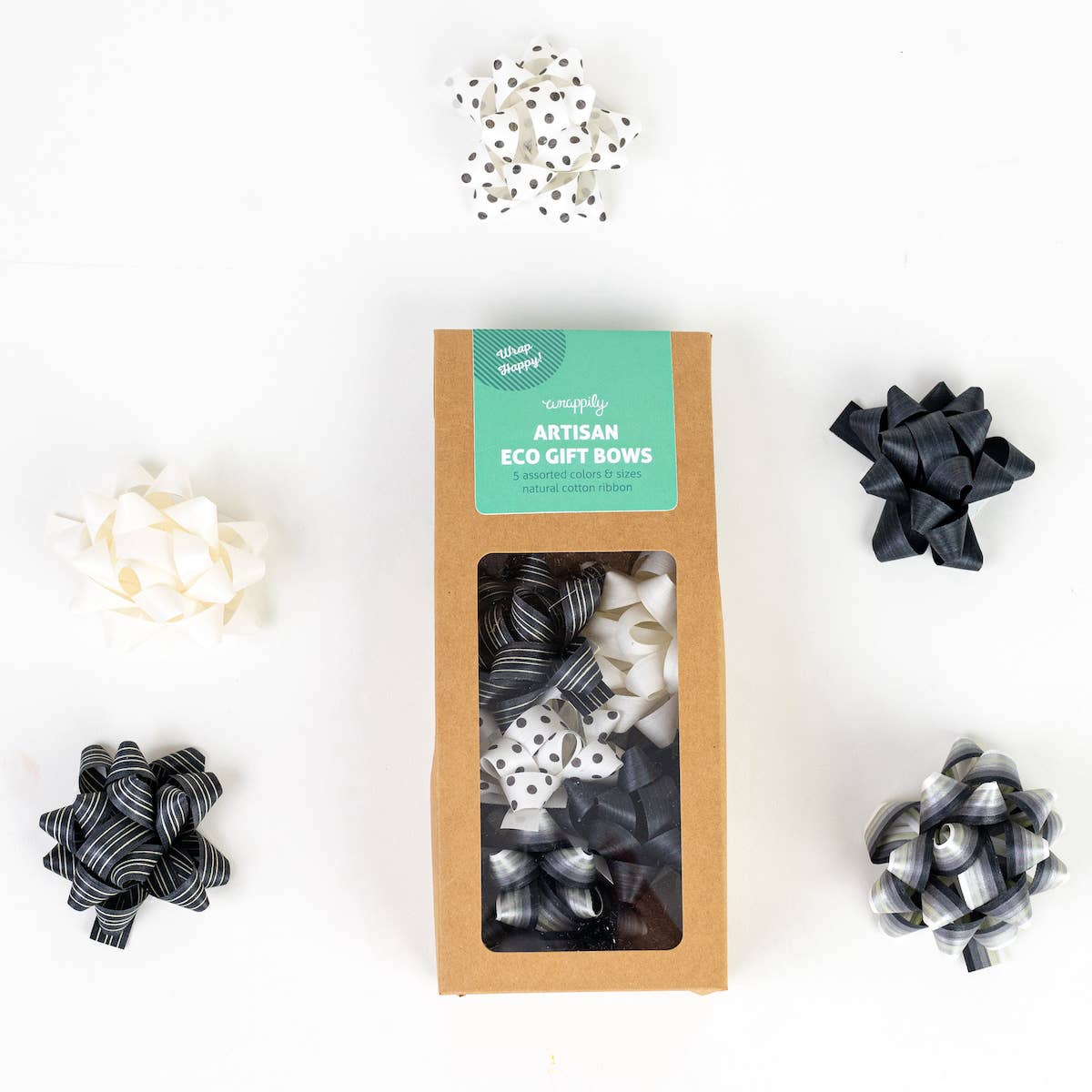 Eco Gift Bows: Black & White Mix
