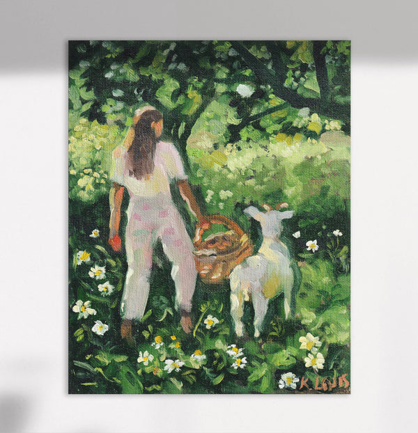 Picnic with Goat Print on Canvas