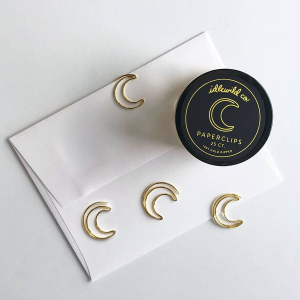 Crescent Moon Gold Plated Paper Clips