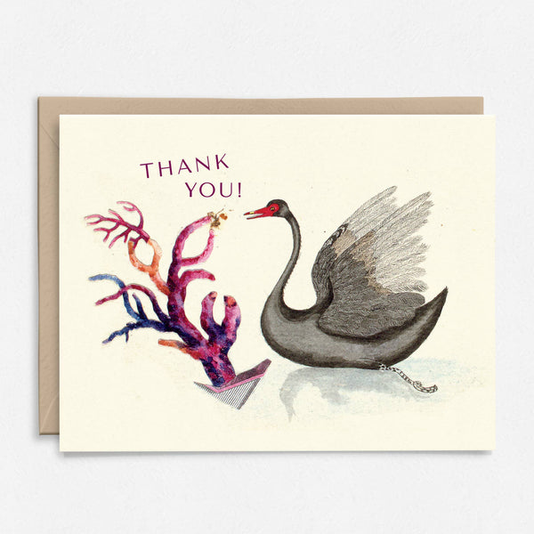 Thank You Vintage Art Swan Card
