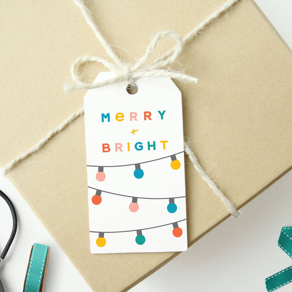Merry + Bright String Lights Gift Tags