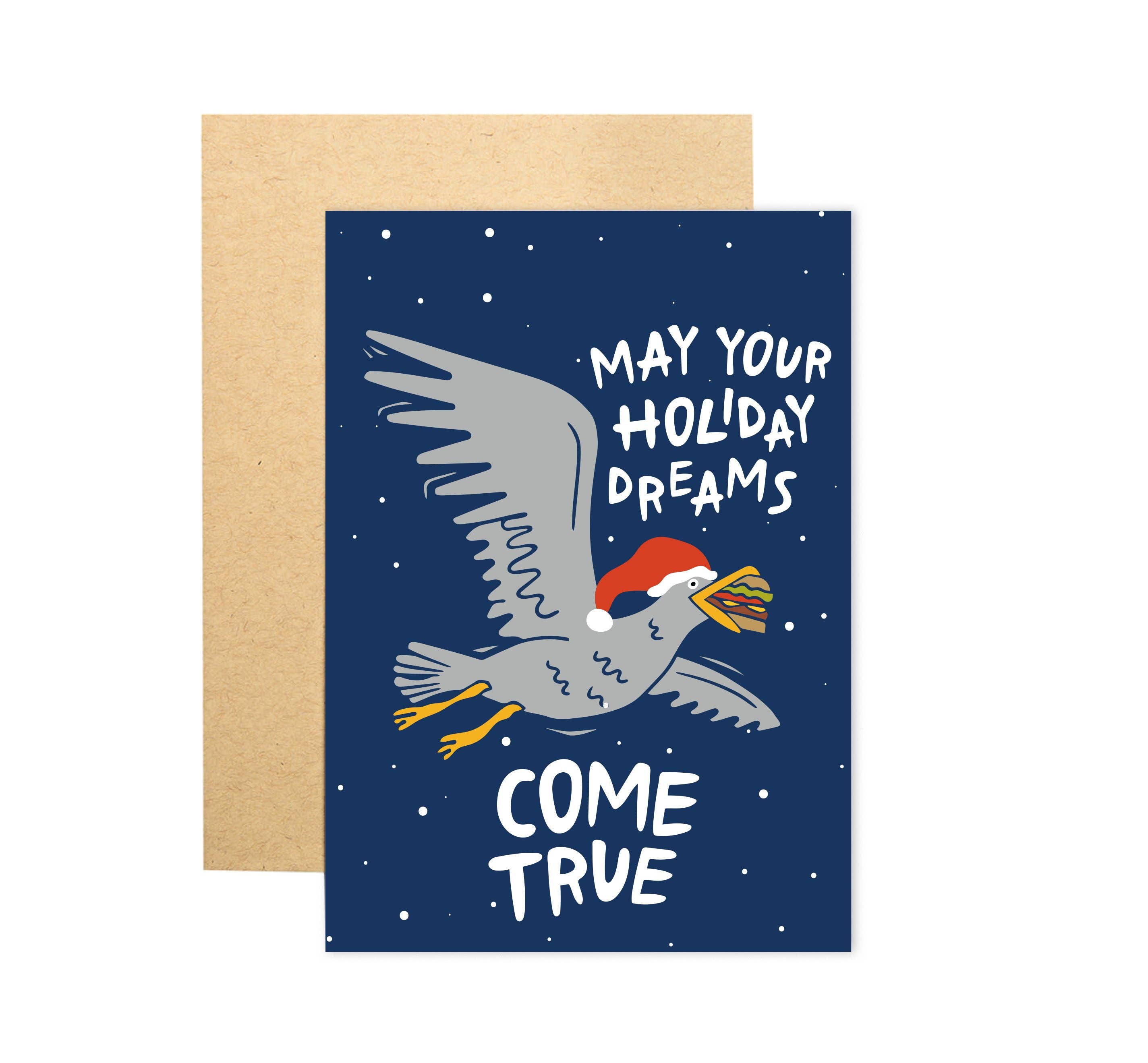 Holiday Dreams Seagull Santa Card
