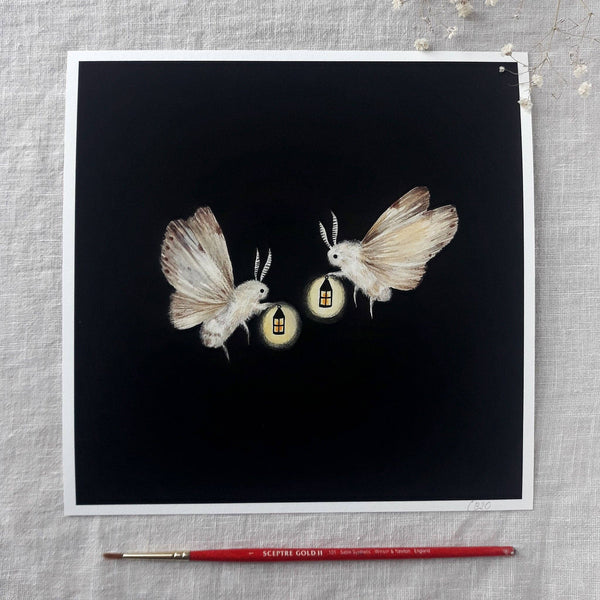 Moths with Lanterns Art Print