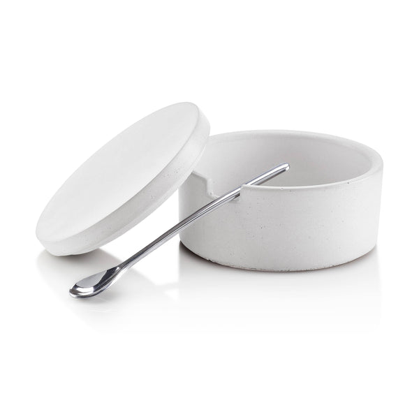 Salt Cellar with Spoon: White - DIGS