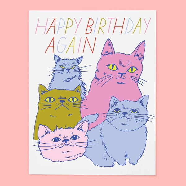 Cats - Happy Birthday Again Card