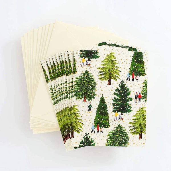 Paper Source Wholesale - Preorder Christmas Tree Farm A2 Stationery S/10 - DIGS