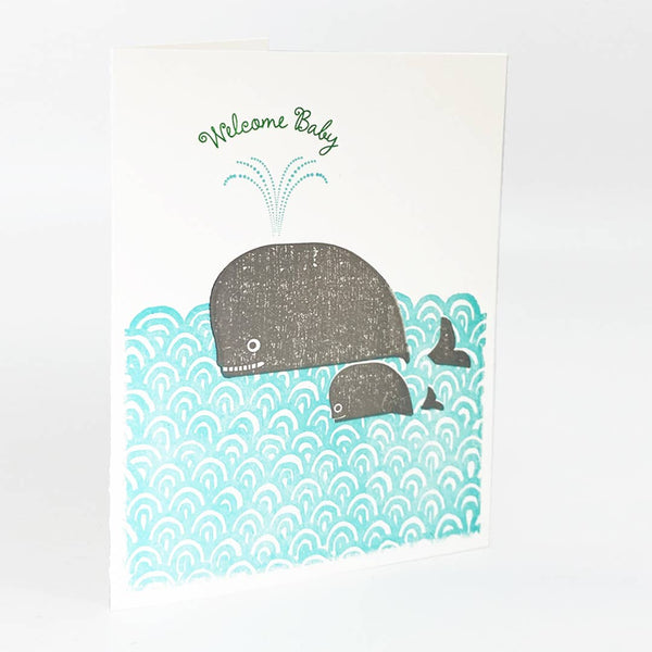 Welcome Baby Whales Card