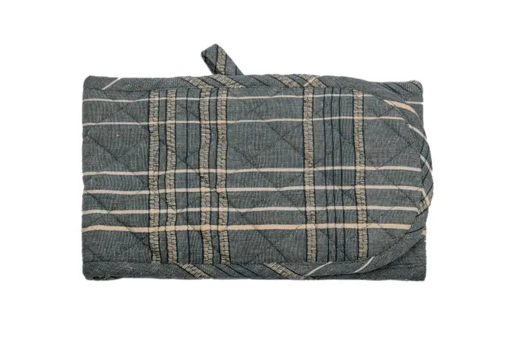 Double Oven Glove: Textured Check Blueberry