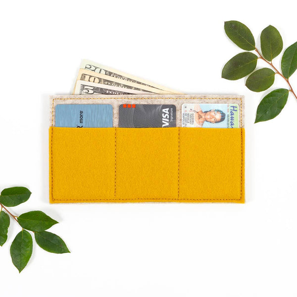 Merino Wool Felt Wallet: Mustard Yellow