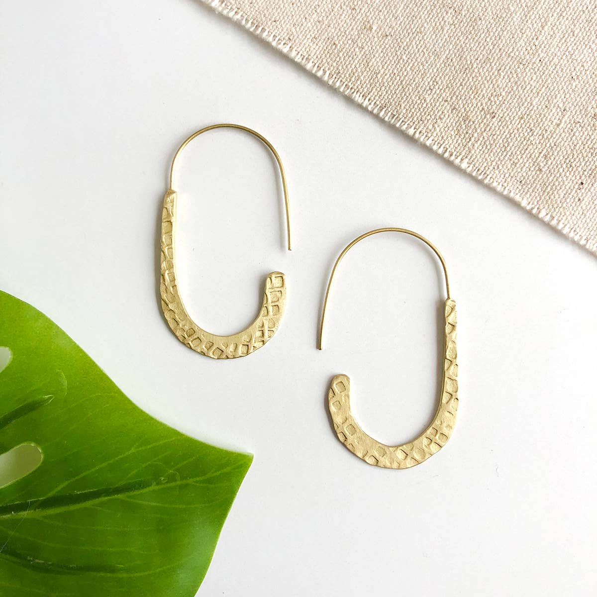 Textured Drop Earrings: Gold