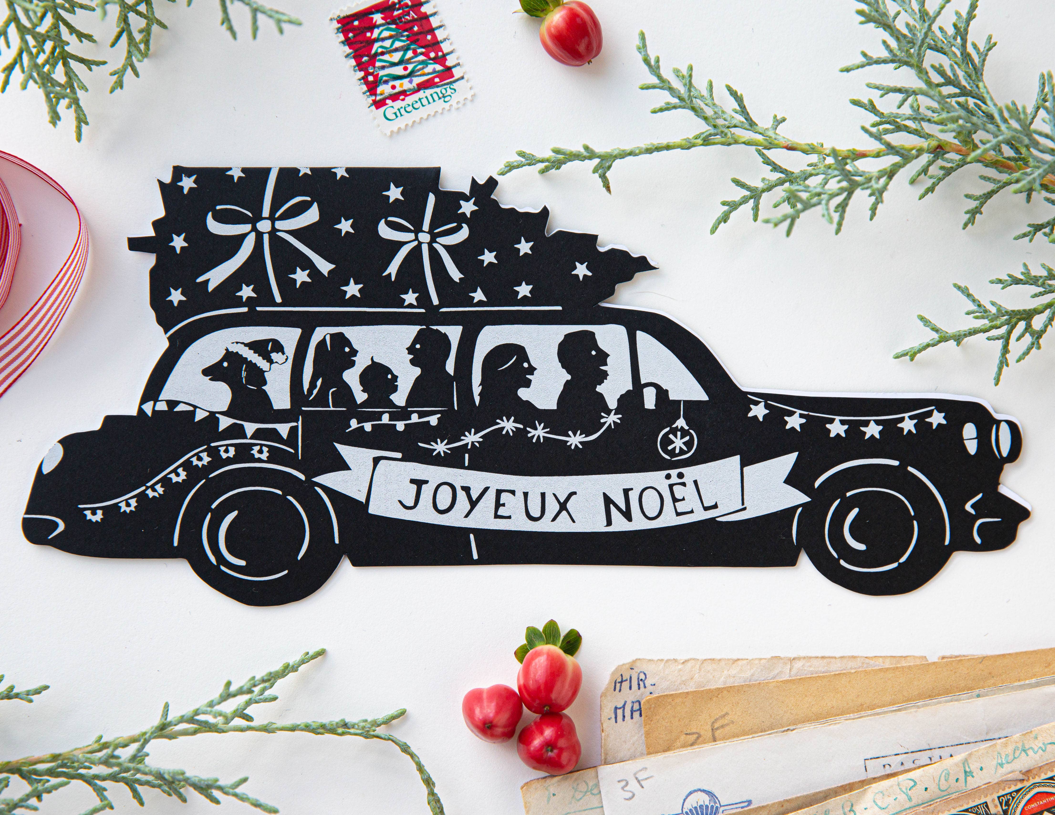 Joyeux Noel Car Shape Card