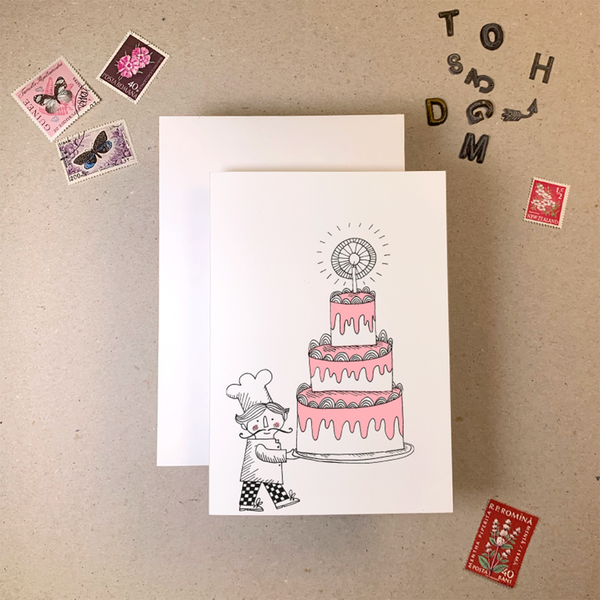 Chef With Cake Card