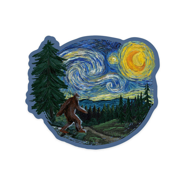 Bigfoot Starry Night PNW Sticker