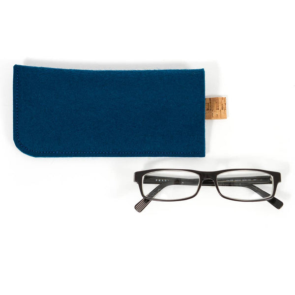 Merino Felt Glasses Sleeve: Peacock Blue