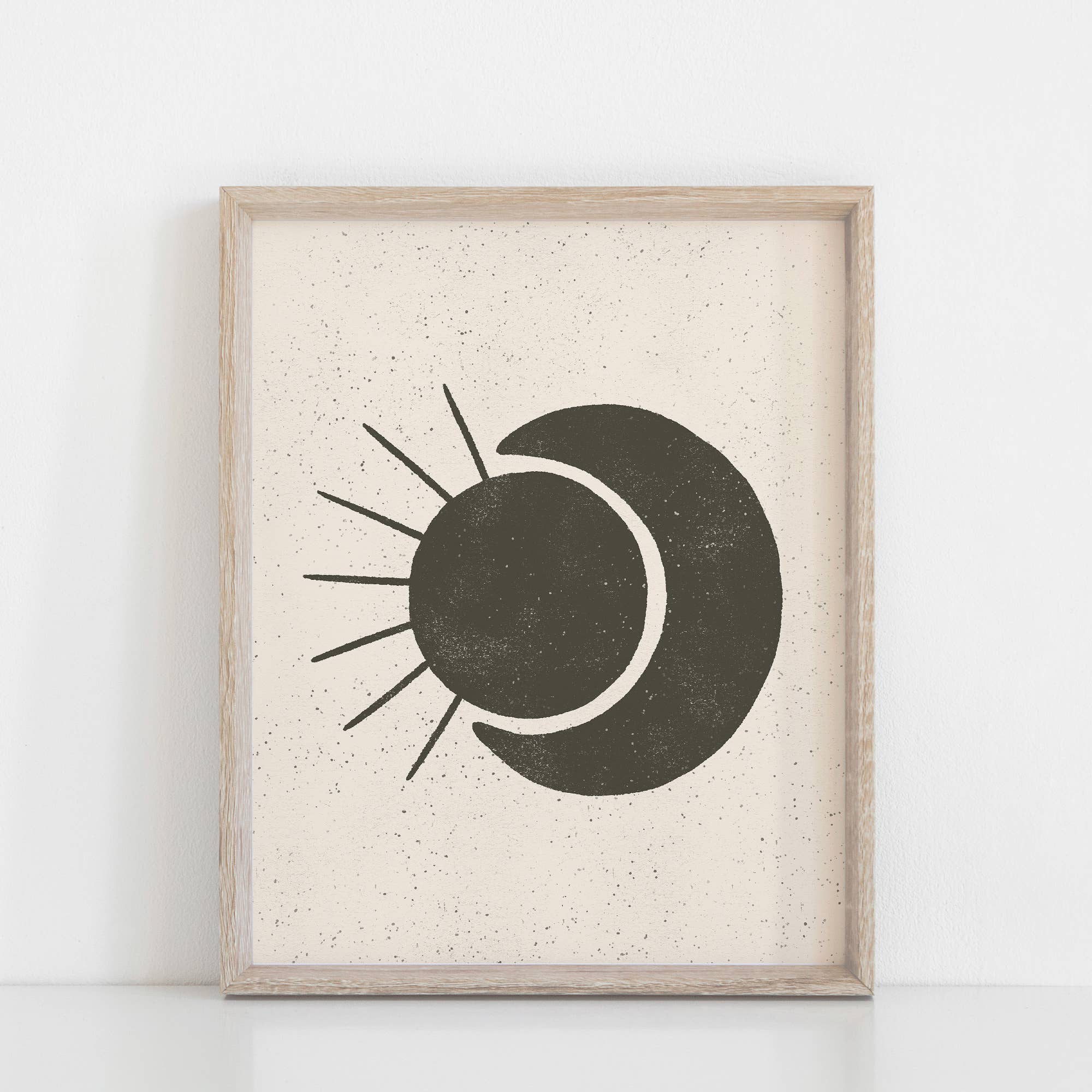 Wall Art Print Sun Moon - Black + Cream
