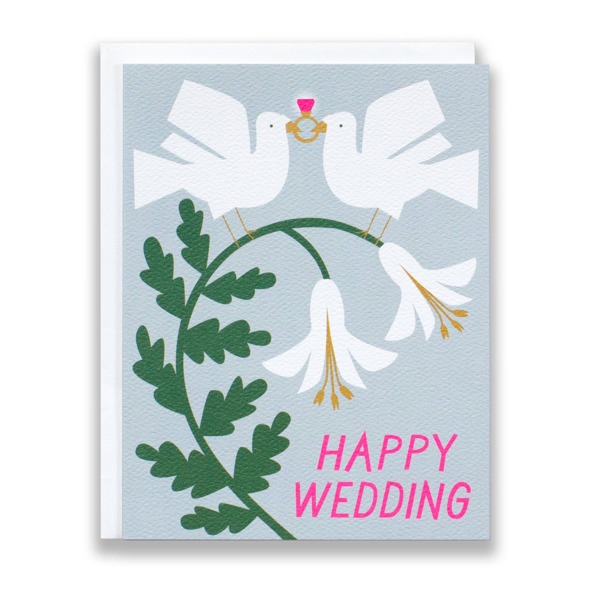 Doves Happy Wedding Note Card