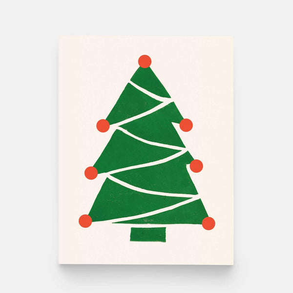 Holiday Tree Block Print Card