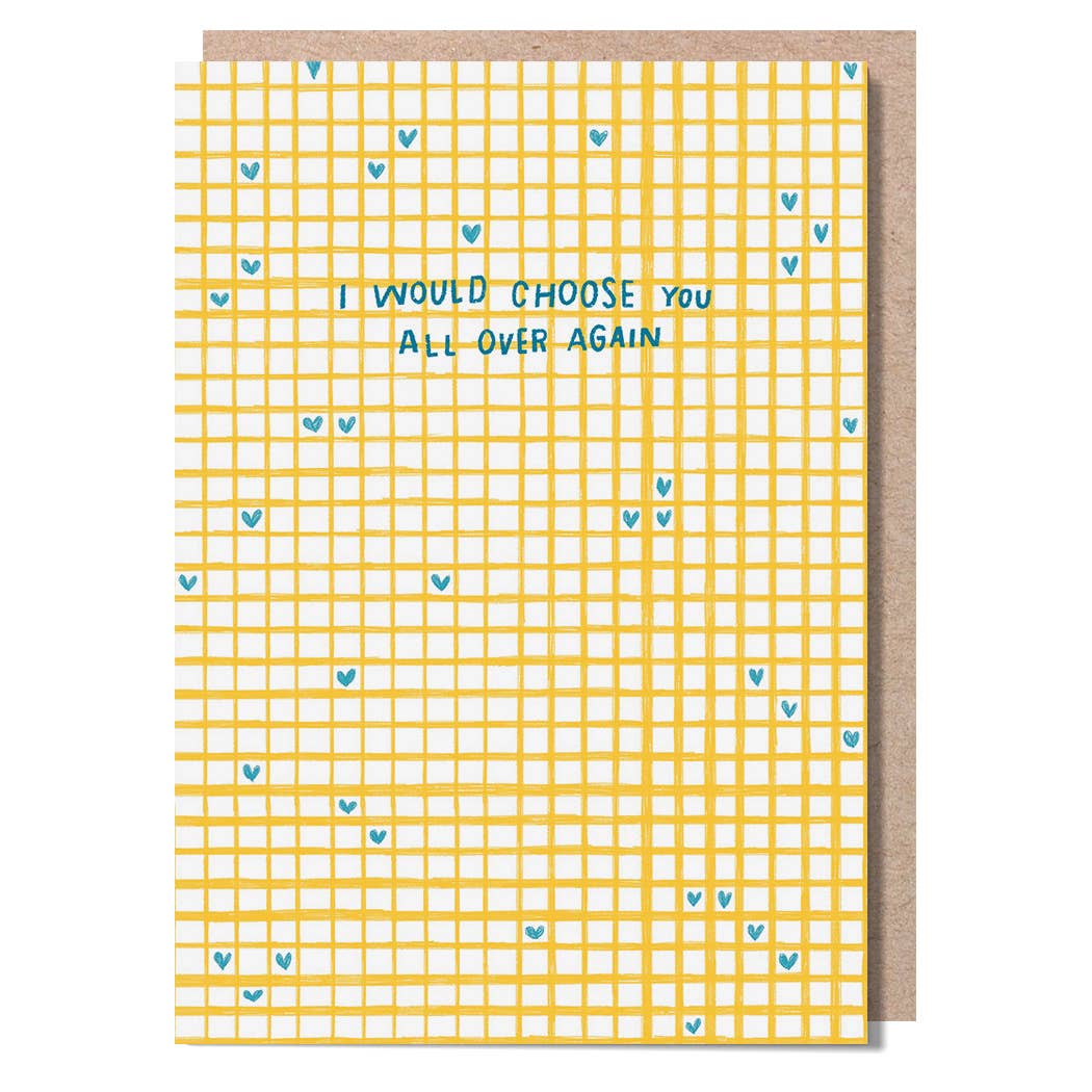 Yellow Grid Anniversary Card