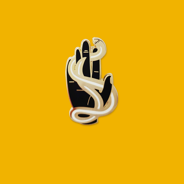 Hand and Snake Enamel Pin