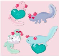 Axolotl Valentines Card Kit