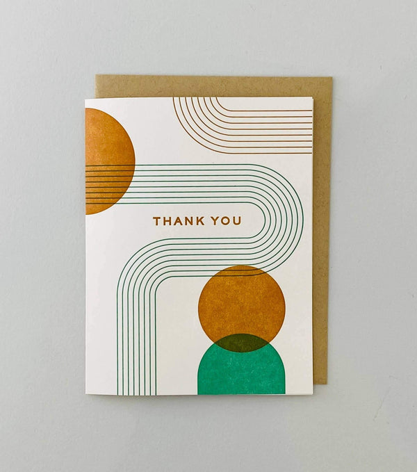 Lines and Dots Thank You Letterpress Card - DIGS
