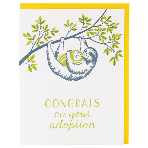 Sloths Baby Adoption Card
