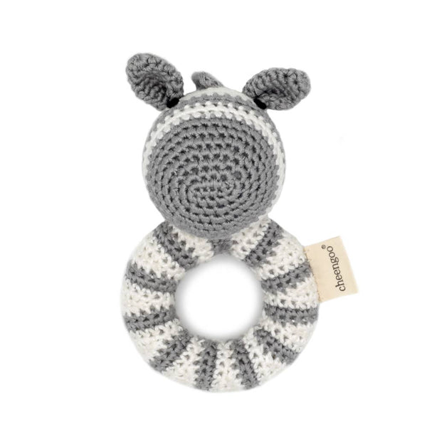 Zebra Crocheted Ring Rattle