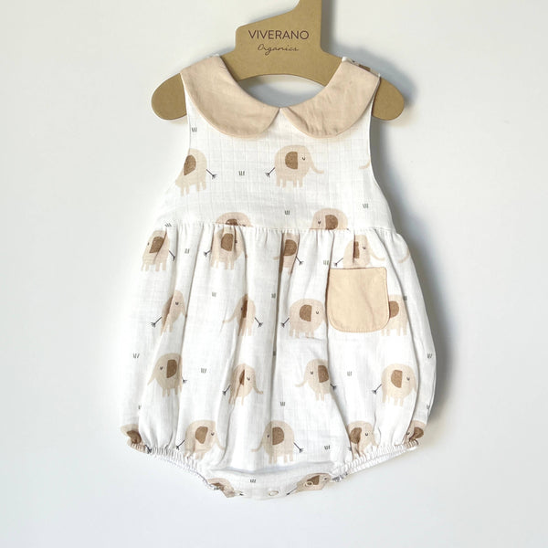 Elephant Romper with Peter Pan Collar