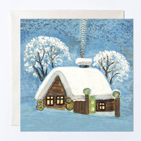 Cabin in the Snow Christmas Card