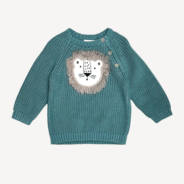 Lion Applique Baby Pullover Sweater