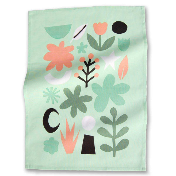 Turquoise Cut Outs Tea Towel