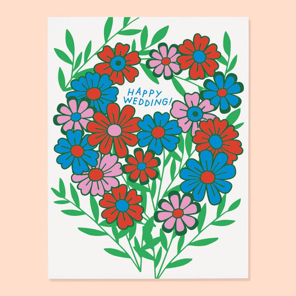 Floral Happy Wedding Card