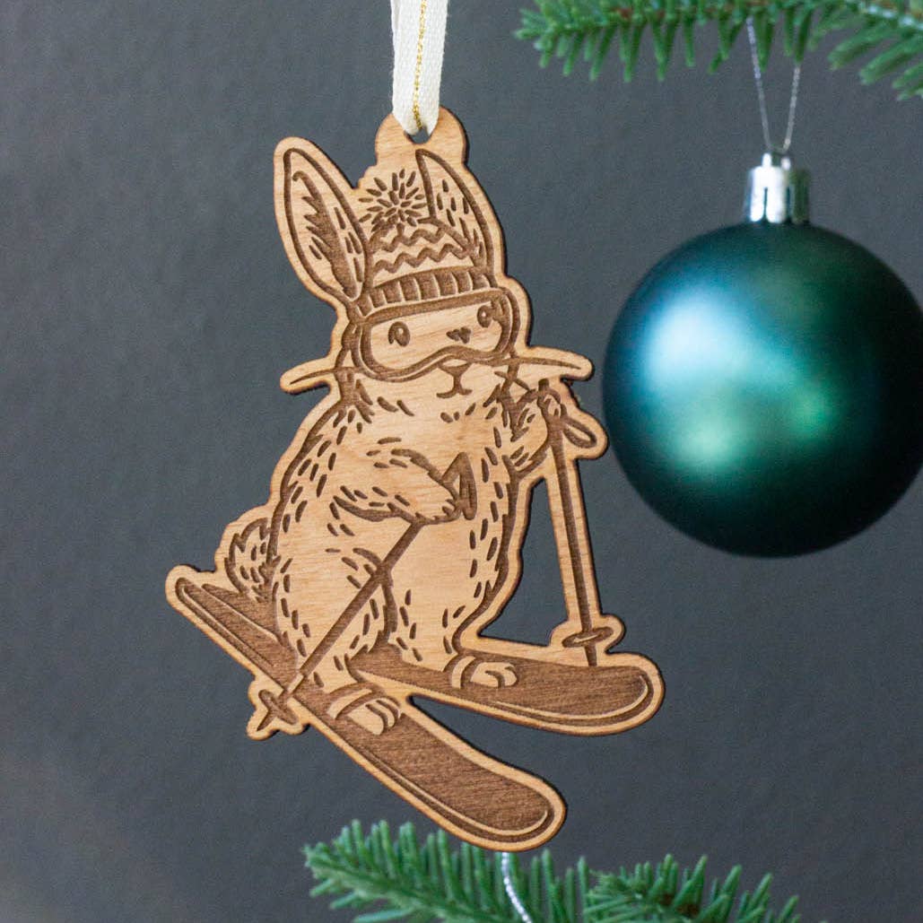 Ski Bunny Wood Ornament