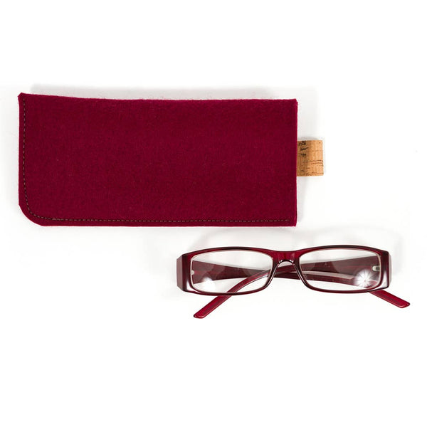 Merino Felt Glasses Sleeve: Mulberry Red