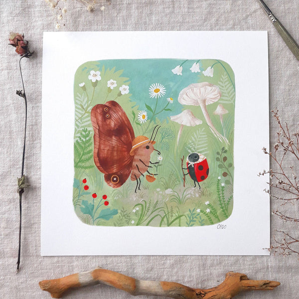Butterfly and Ladybug Art Print