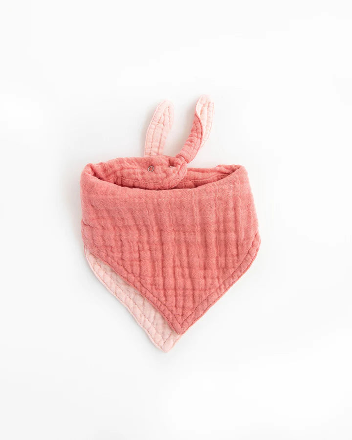 Cotton Muslin Reversible Bandana Bib: Rose Petal