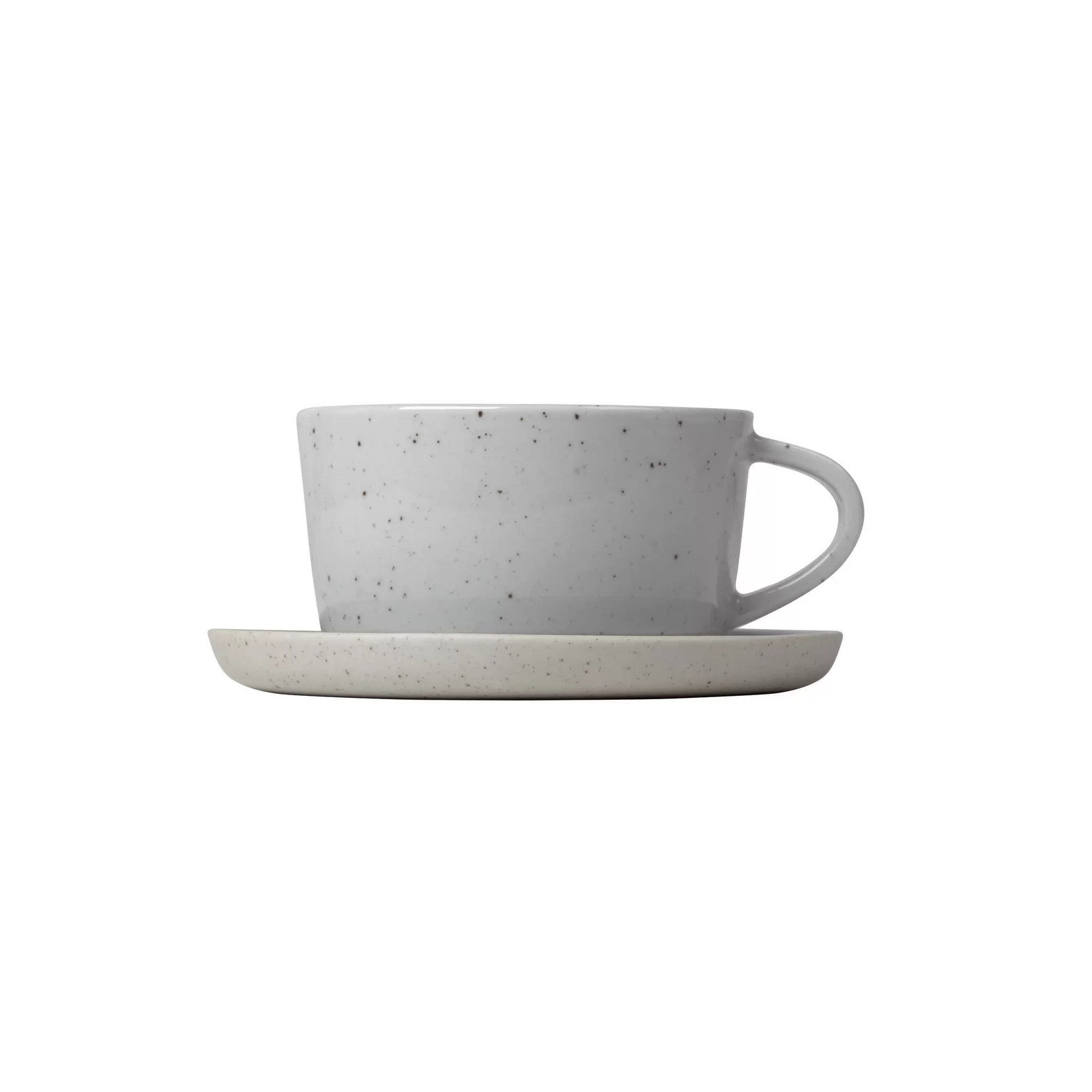 SABLO Stoneware Coffee Cups + Saucers Set/2