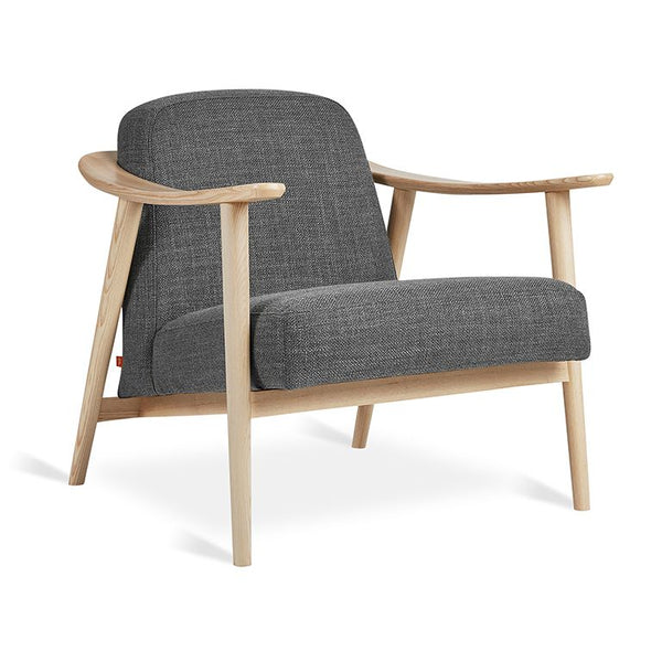 Gus Modern Baltic Chair with Andorra Pewter fabric and wooden finish