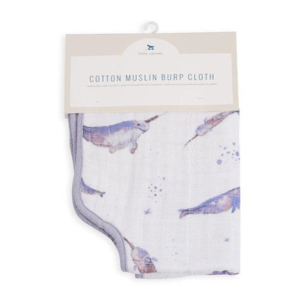 Cotton Muslin Burp Cloth: Narwhals