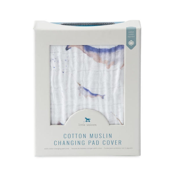 Cotton Muslin Changing Pad Cover: Narwhal