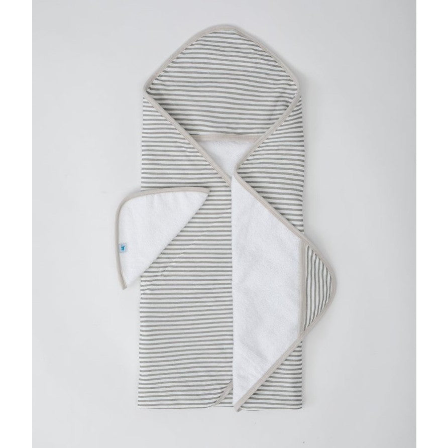 Hooded Towel Set: Grey Stripe