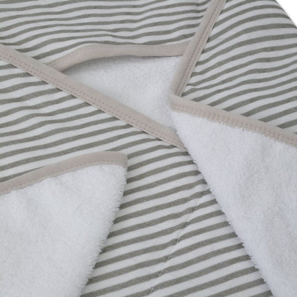 Hooded Towel Set: Grey Stripe