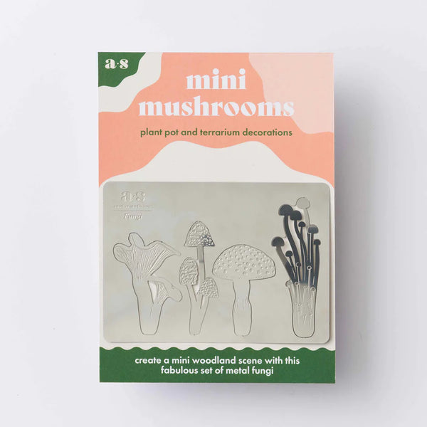 Mini Mushroom Terrarium Decor Steel - DIGS