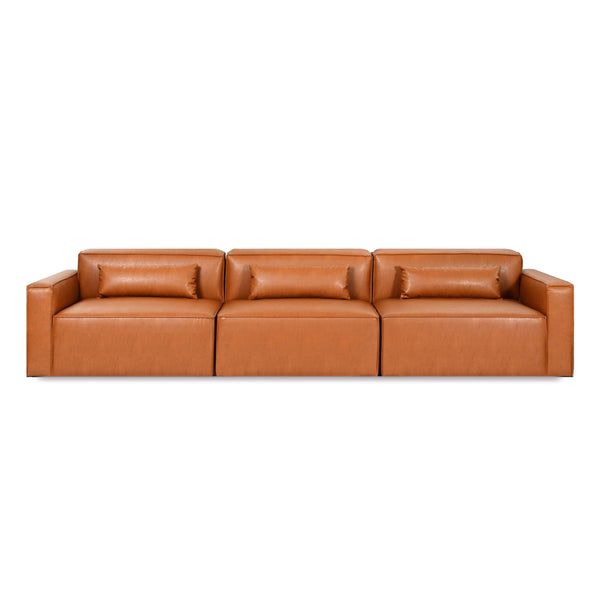 Mix Modular Sofa 3-pc - Vegan AppleSkin Leather Cognac (front)