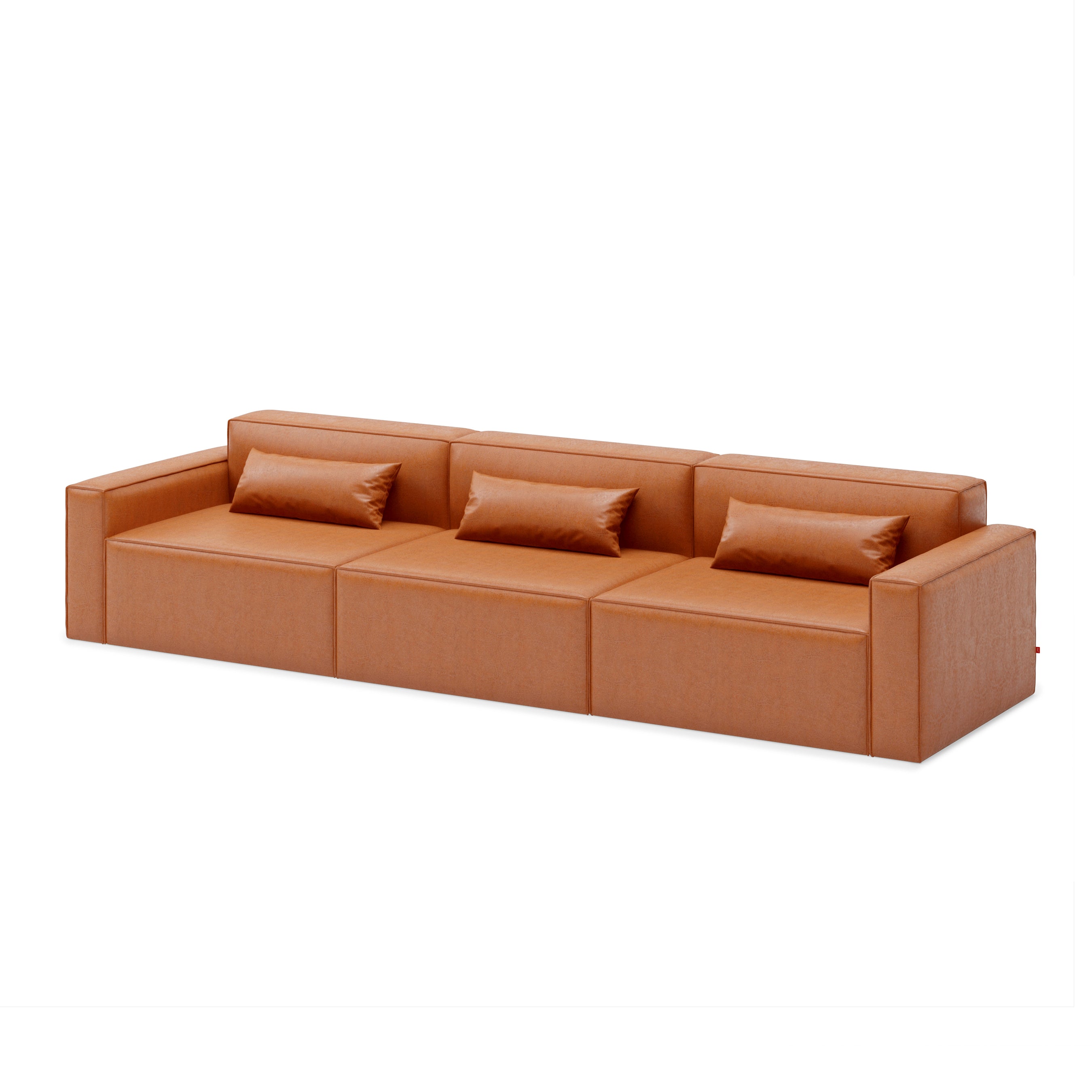 Mix Modular Sofa 3-pc - Vegan AppleSkin Leather Cognac