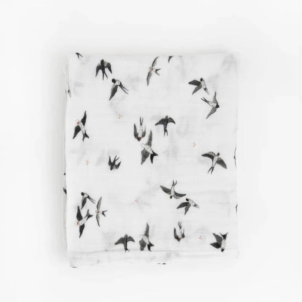 Cotton Muslin Swaddle: Swallows