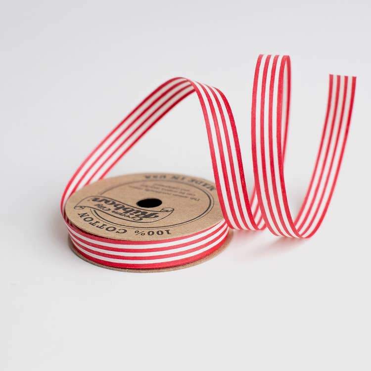 Wrappily Cotton Curling Ribbon - red & white stripe